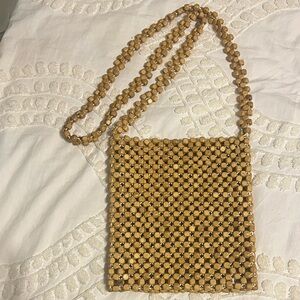 Handcrafted Wooden Crossbody Beaded Bag